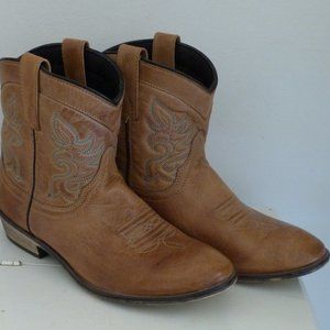 Dingo Western Boots Womens Willie 6" Tan Leather  with Embroidery   9M